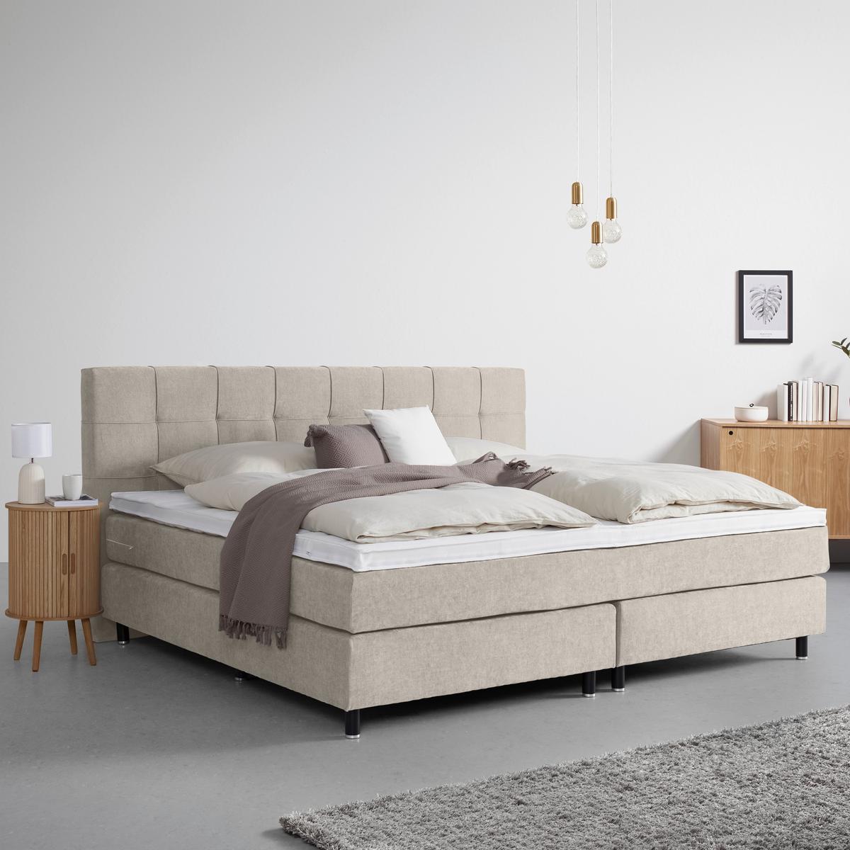 Boxspringbett Primo Taupe ca. 220x200cm - Taupe, KONVENTIONELL, Holz/Holzwerkstoff (220/200cm) - Premium Living