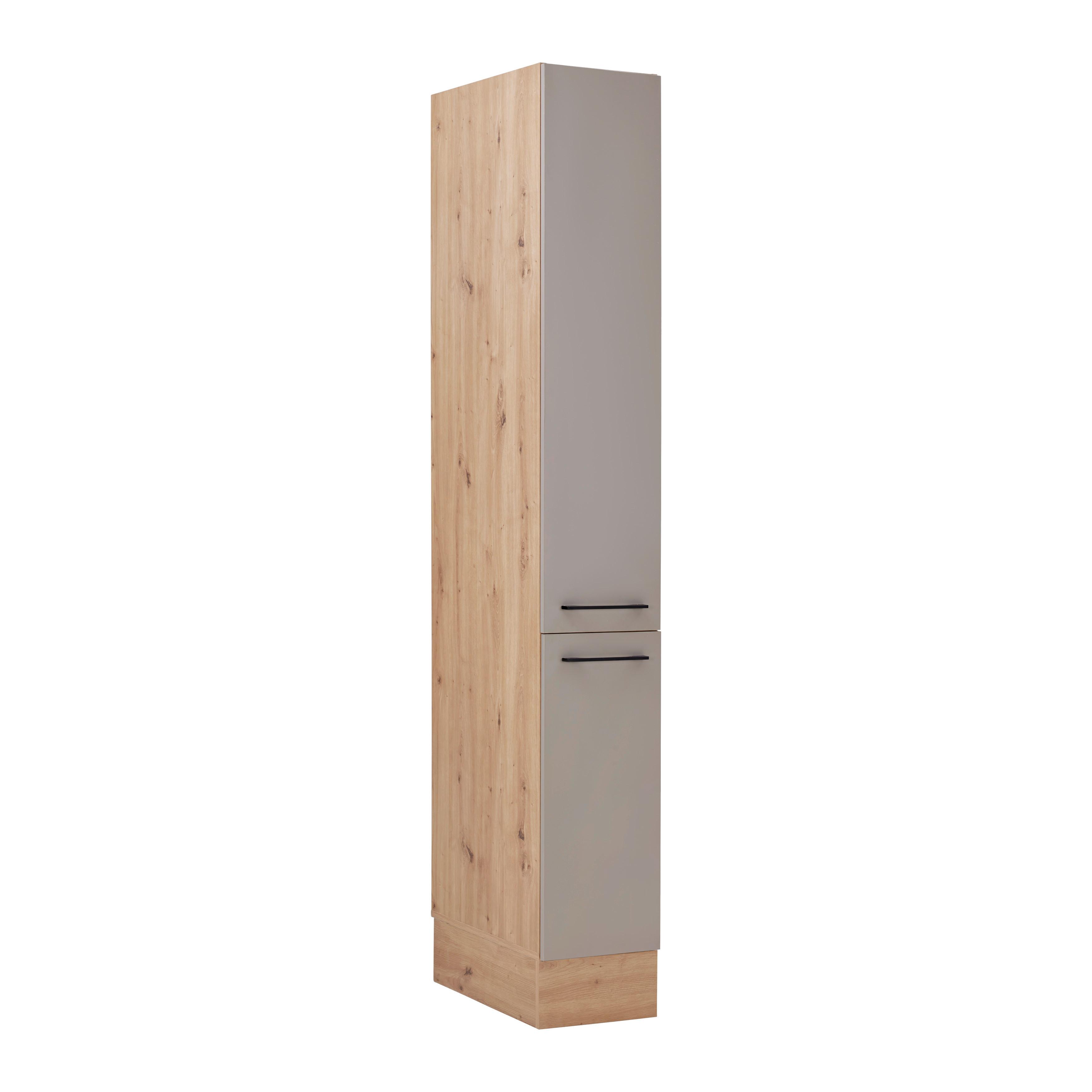 Apothekerschrank LINZ in Cubanit grau - Schwarz/Eiche Artisan, MODERN, Holzwerkstoff/Metall (30/211/57cm)