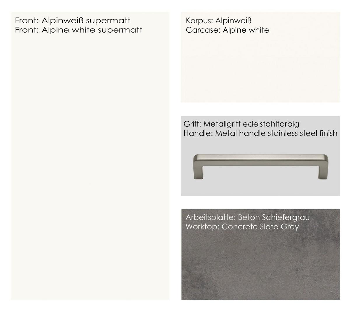 Küchenleerblock Touch High o. Geräte Weiß - Edelstahlfarben/Weiß, MODERN, Holzwerkstoff/Metall (300cm) - Nobilia