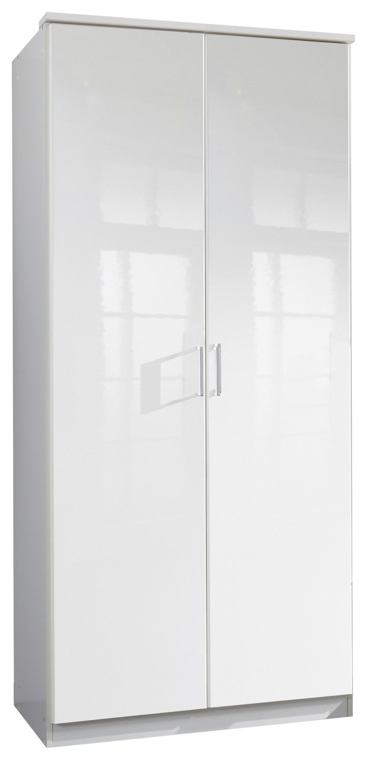 Ormar S Klasičnim Vratima Clack - bijela/bijela visoki sjaj, Basics, drvni materijal (91/199/58cm) - Modern Living