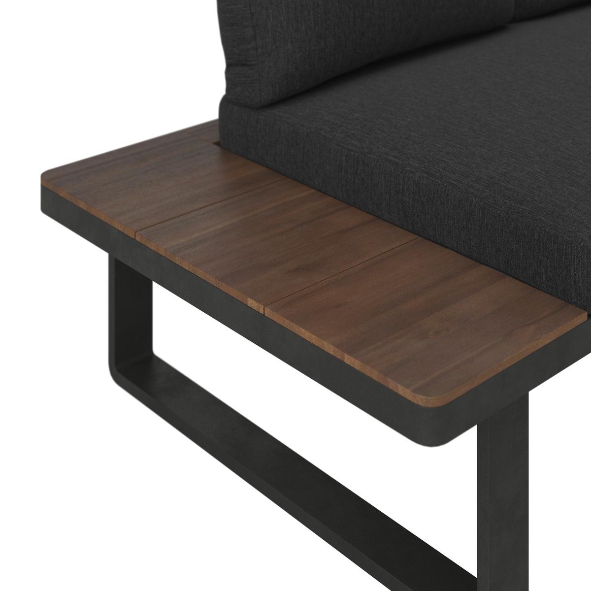 Dining-Loungeset Gianna Schwarz aus Holz/Textil/Metall - Schwarz/Teakfarben, Modern, Holz/Textil (221/71/76cm) - Bessagi Garden