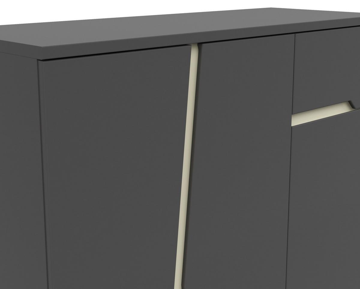 Highboard Manhatten in Grau/Graphitfarben - Graphitfarben/Schwarz, Modern, Holzwerkstoff/Kunststoff (110/110/42cm) - Premium Living