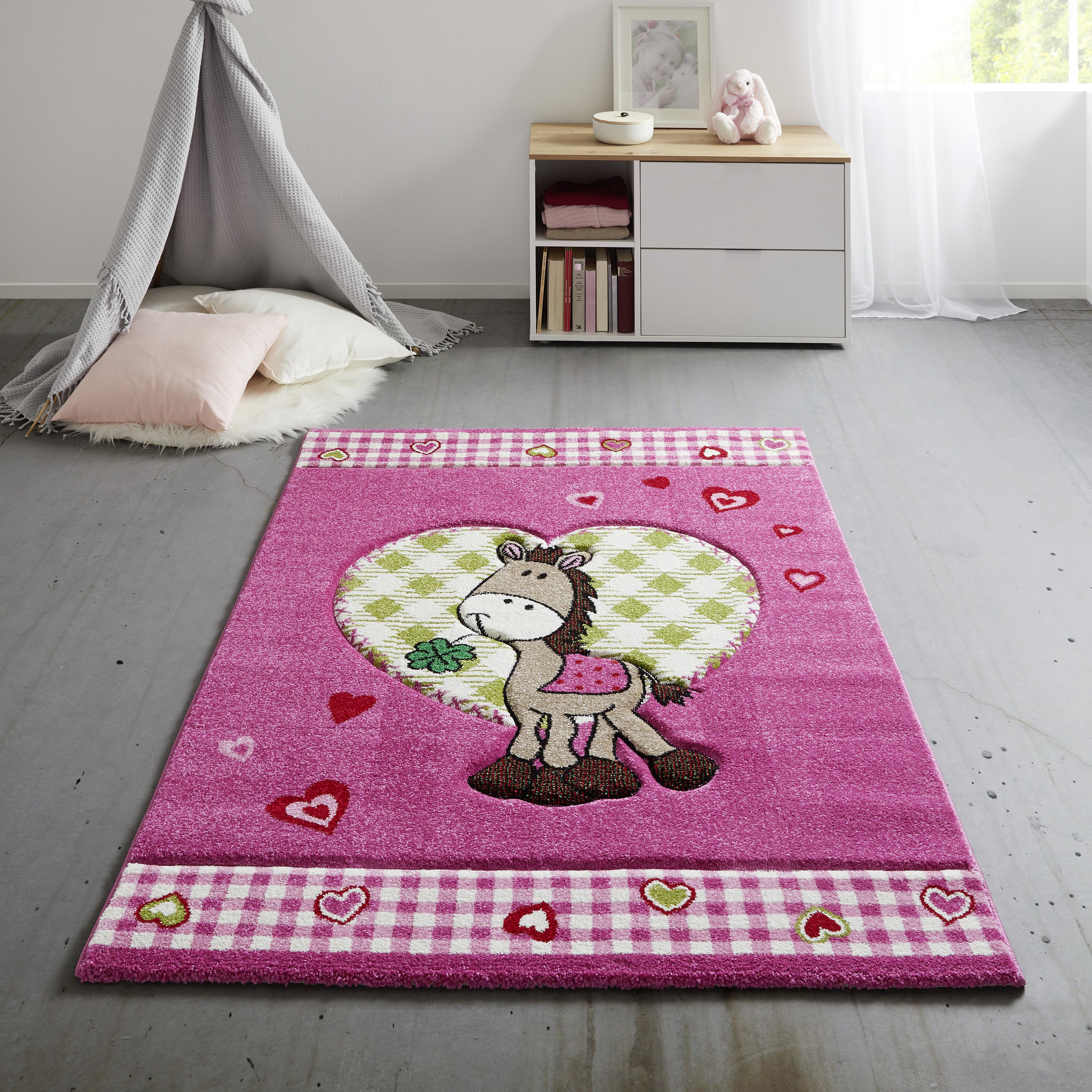 Kinderteppich Pony in Pink ca. 120x170cm - Pink, Textil (120/170cm) - Modern Living