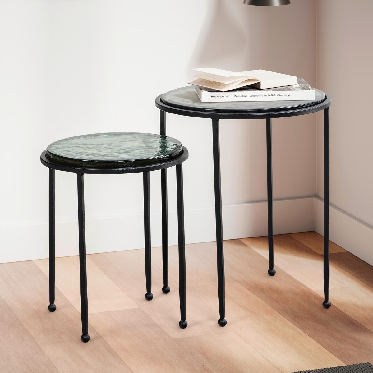 SATZTISCH WL7.129 - Schwarz/Grün, Design, Glas/Metall - MID.YOU