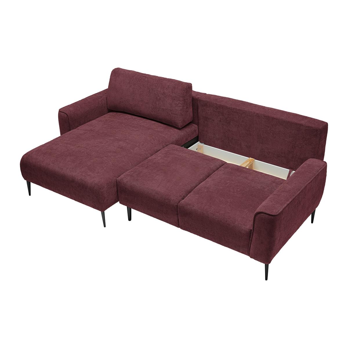 Ecksofa Custom Bordeaux - Bordeaux/Schwarz, MODERN, Textil/Metall (164/85/255cm) - Mömax
