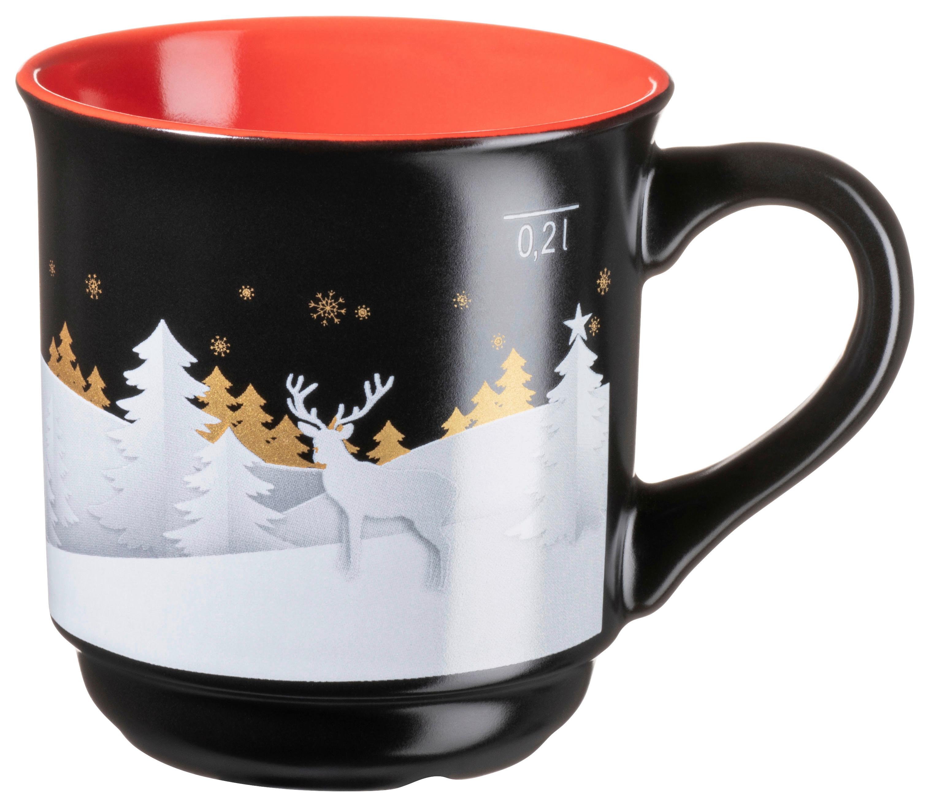 BECHERSET GLÜHWEINBECHERSET - Rot/Schwarz, Trend, Keramik (250ml) - Mäser