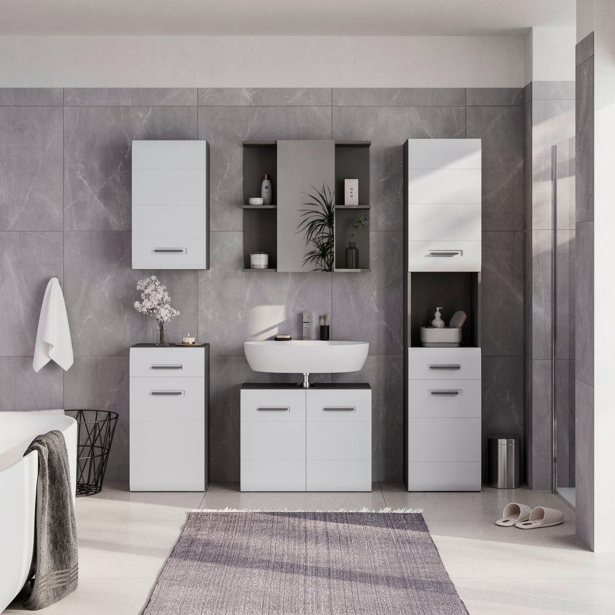 Viseći Element Pearl New - bijela/antracit, Konvencionalno, drvni materijal/plastika (40/70/22,6cm)