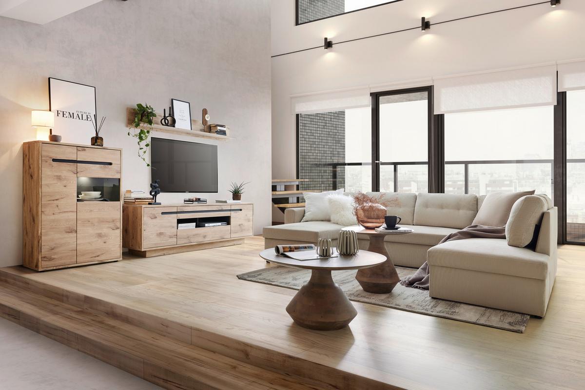 TV-Element Bellano in Naturfarben - MODERN, Holzwerkstoff (205/63/44cm) - Mömax