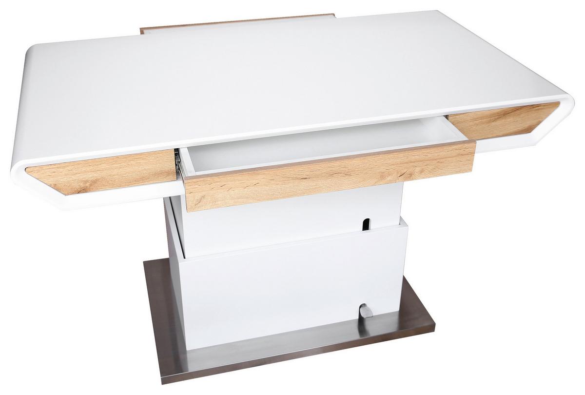 STOLIK KAWOWY TOLA - kolor dębowy/biały, Design, materiał drewnopochodny/metal (130/70/49,5-77,5cm) - Livetastic
