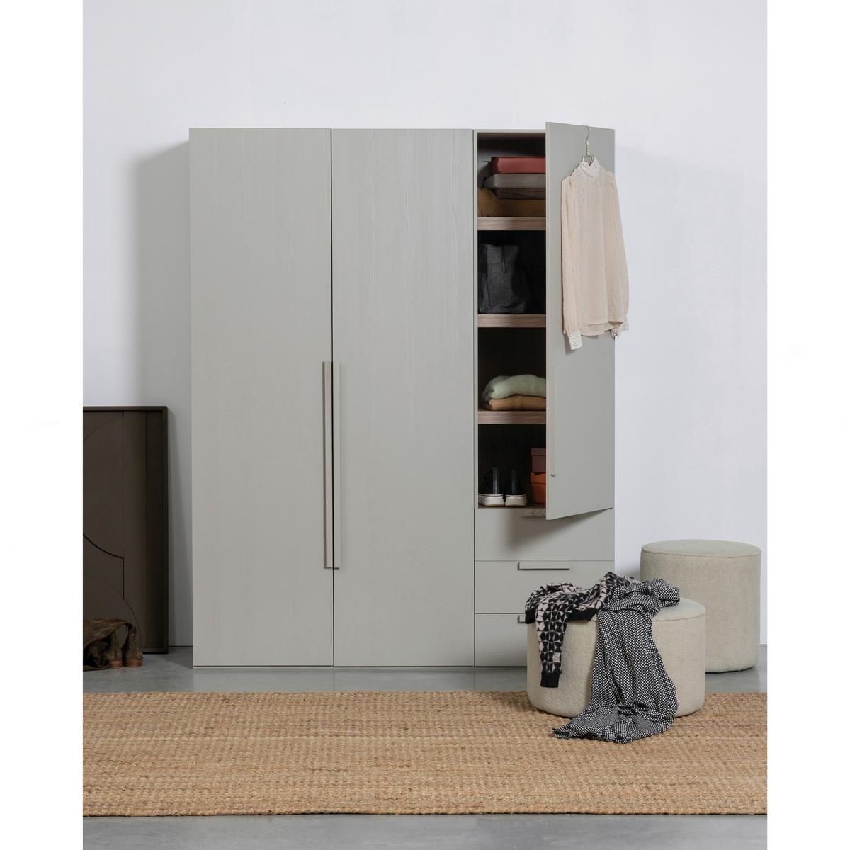 DREHTÜRENSCHRANK Rens, Grau B: 110 cm - Walnussfarben/Grau, Design, Holz (110/210/58cm) - Livetastic