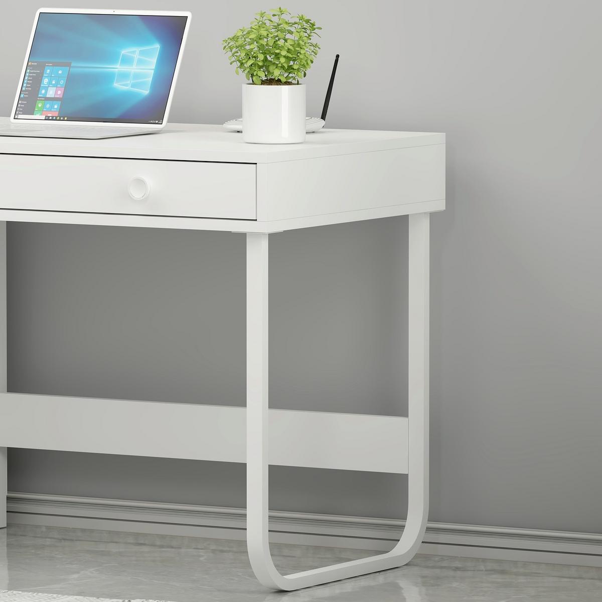 Schreibtisch Asil Weiß ca. 120x60x74cm - Weiß, Design, Holzwerkstoff/Metall (120/60/74cm) - Livetastic