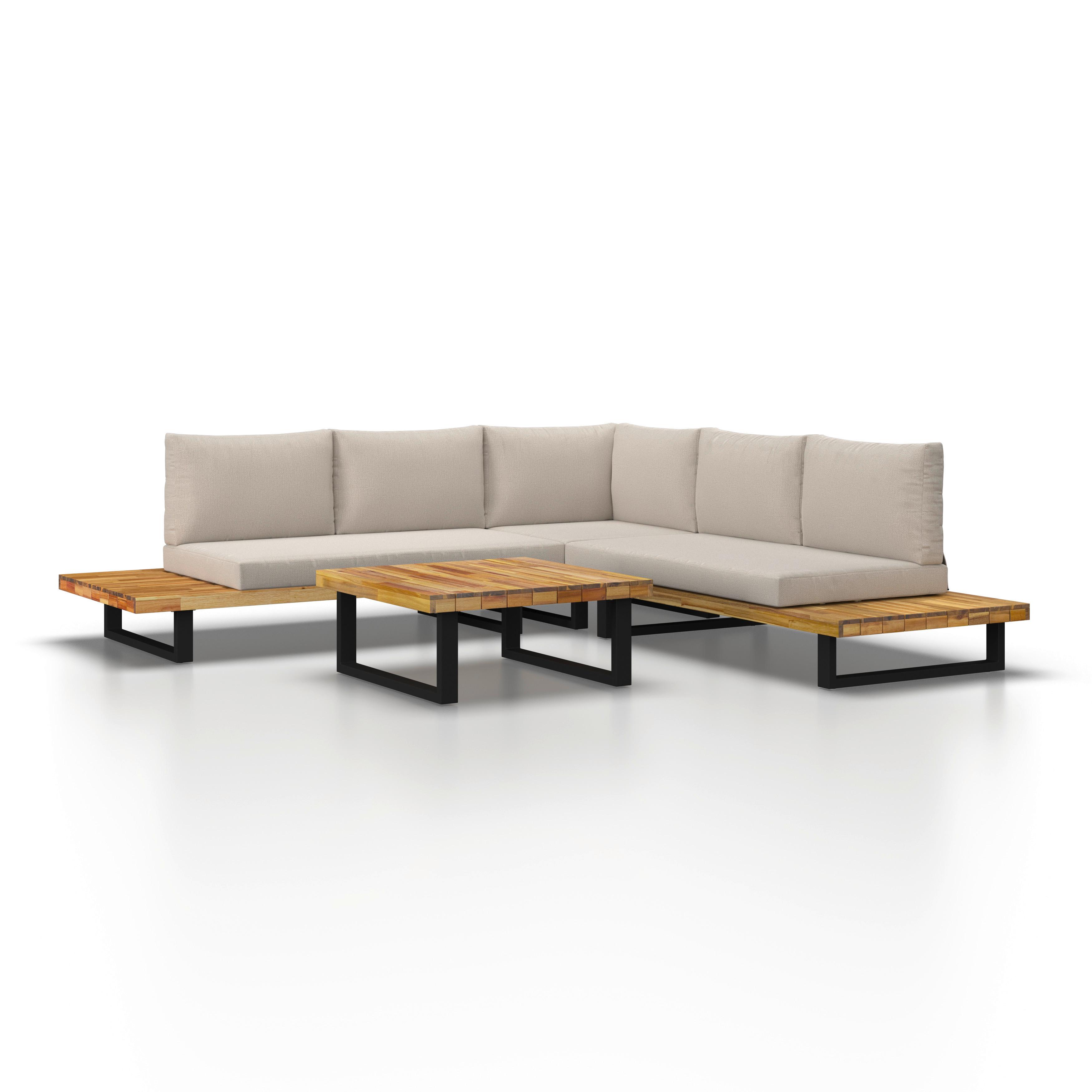 Lounge Garnitura Christina, Krem, 3-Delno - črna/krem barve, Moderno, kovina/tekstil (254/78/82cm) - Bessagi Garden