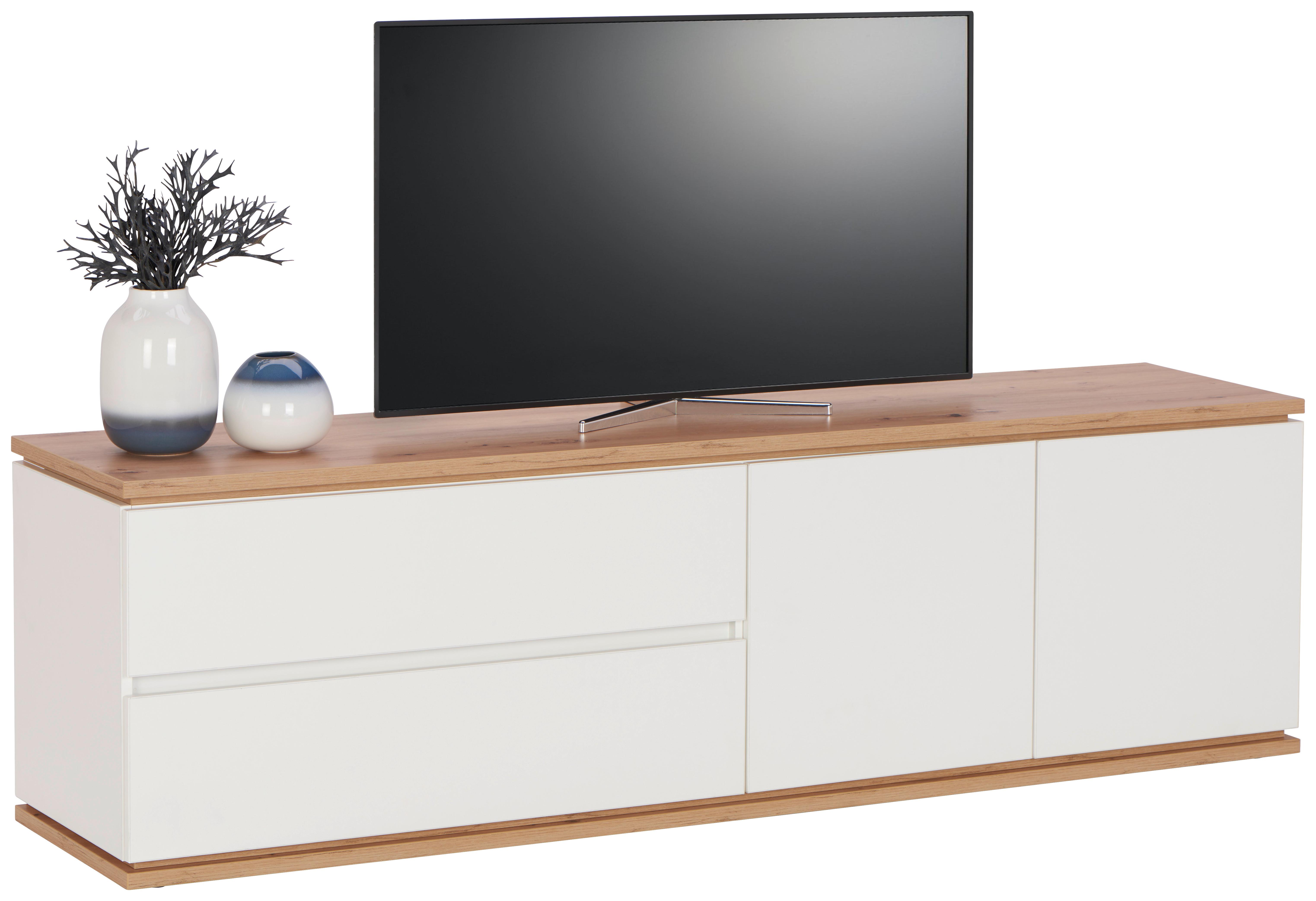 KOMODA NISKA YAMAEL - biały/czarny, Design, materiał drewnopochodny/tworzywo sztuczne (184/54/42cm) - Xora