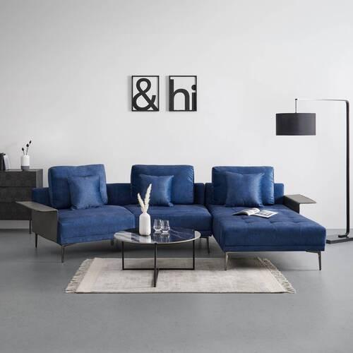 Sarokkanapé Donna - kék/szürke, Modern, textil/fa (345/68/176cm) - Bessagi Home