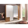 Schwebetrüenschrank in Eichefarben mit Spiegel - Eichefarben/Weiß, MODERN, Holzwerkstoff (180/198/64cm) - Modern Living Schwebetrüenschrank in Eichefarben mit Spiegel - Eichefarben/Weiß, MODERN, Holzwerkstoff (180/198/64cm) - Modern Living