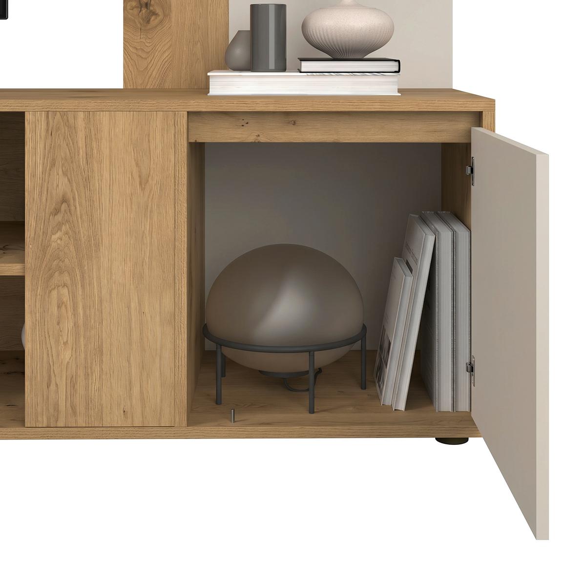 Regal Za Dnevni Boravak Caneva - kašmir/hrast Artisan, Moderno, staklo/drvni materijal (267,5/135/40cm) - Modern Living