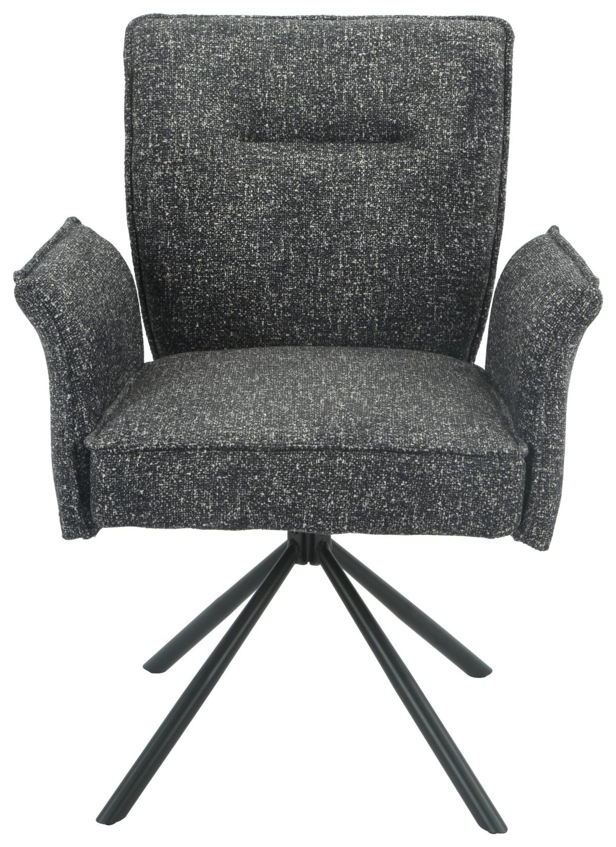 Armlehnstuhl Ellen Giga S Anthrazit - Anthrazit/Schwarz, Modern, Textil/Metall (65.5/90/60cm) - Premium Living