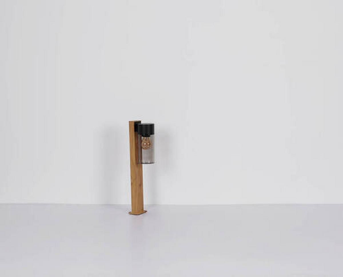 Außenleuchte Etsi Schwarz matt max. 40 Watt - Schwarz, Natur, Glas/Metall (9/14,5/50cm) - Globo