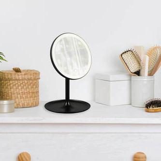 Schminkspiegel Liara Schwarz mit LED - Schwarz, MODERN, Glas/Kunststoff (18/28,5cm) - Mömax