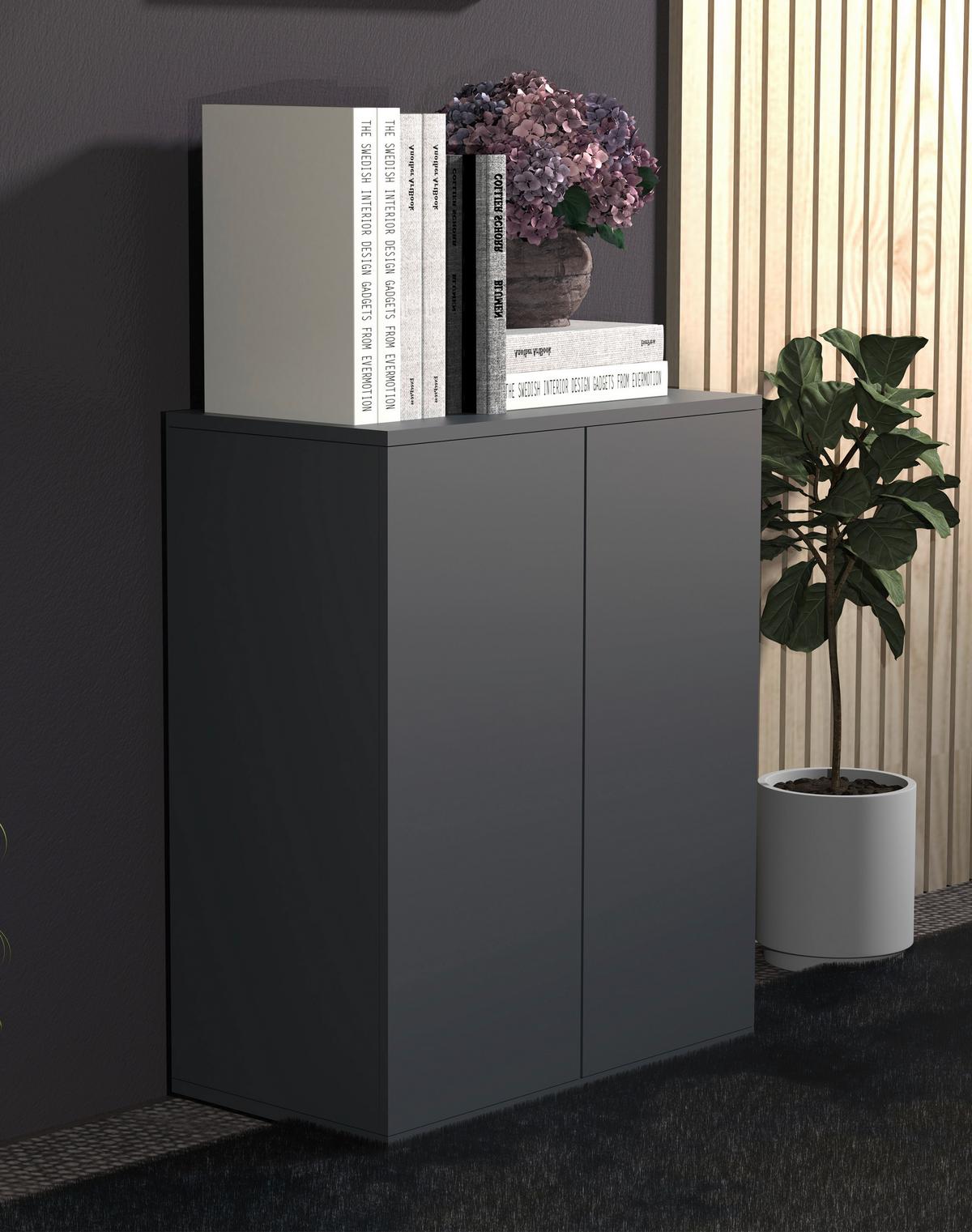 Kommode DALOSA Anthrazit ca. 60x73x32 cm - Anthrazit, MODERN, Holzwerkstoff/Kunststoff (60/73/32cm) - MID.YOU