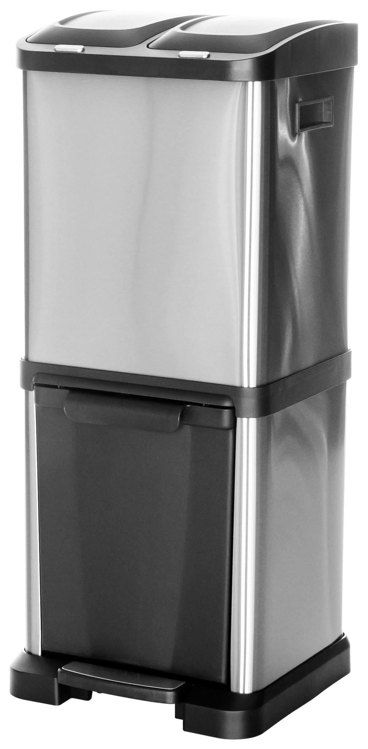 Koš Za Smeti Clean Vii, 32 L, Srebrna - srebrne barve/črna, Basics, kovina/umetna masa (32/78/32cm) - MID.YOU