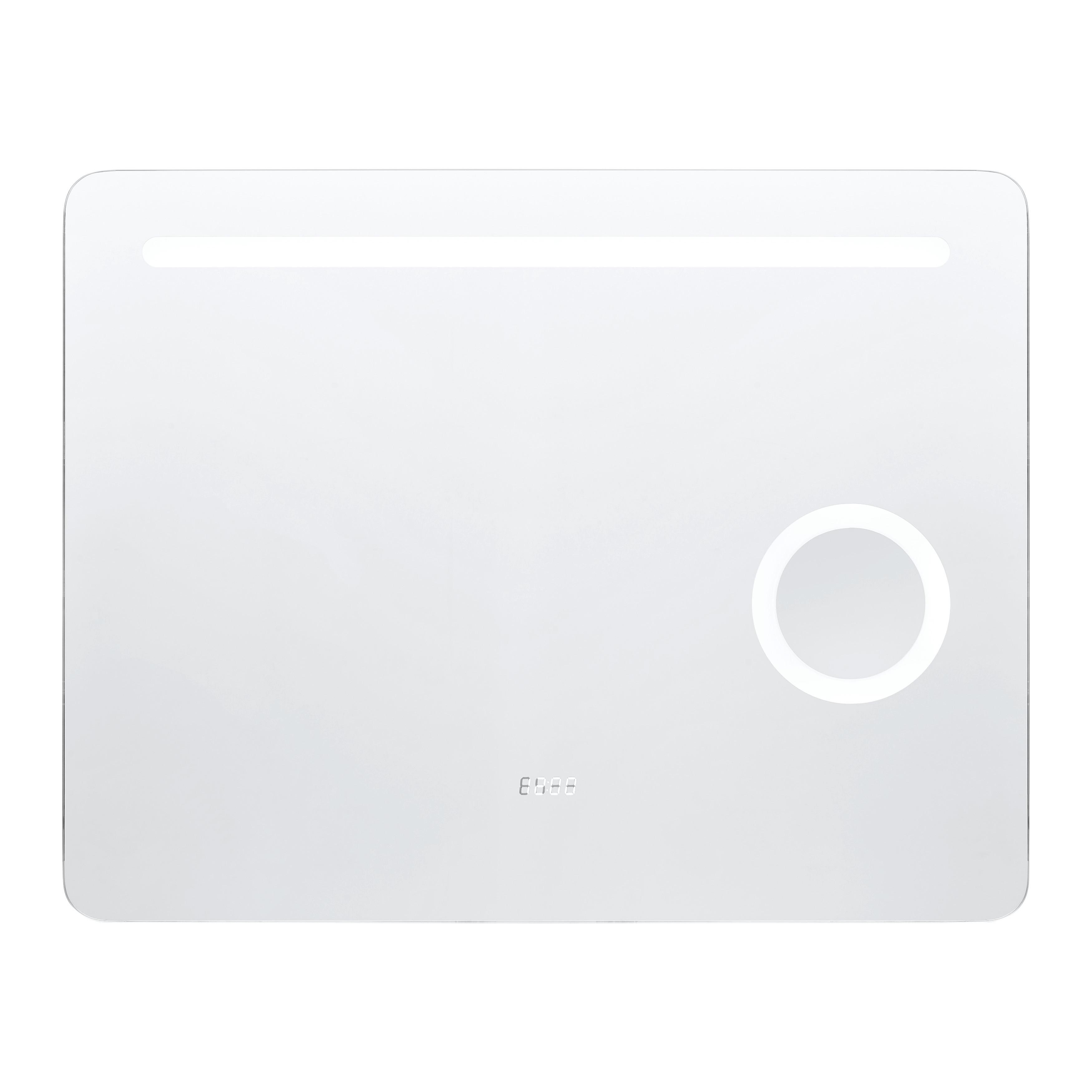 Wandspiegel Silberfarben inkl. LED 'Mirror' - Silberfarben/Grau, Basics, Glas/Holzwerkstoff (80/62/10cm)