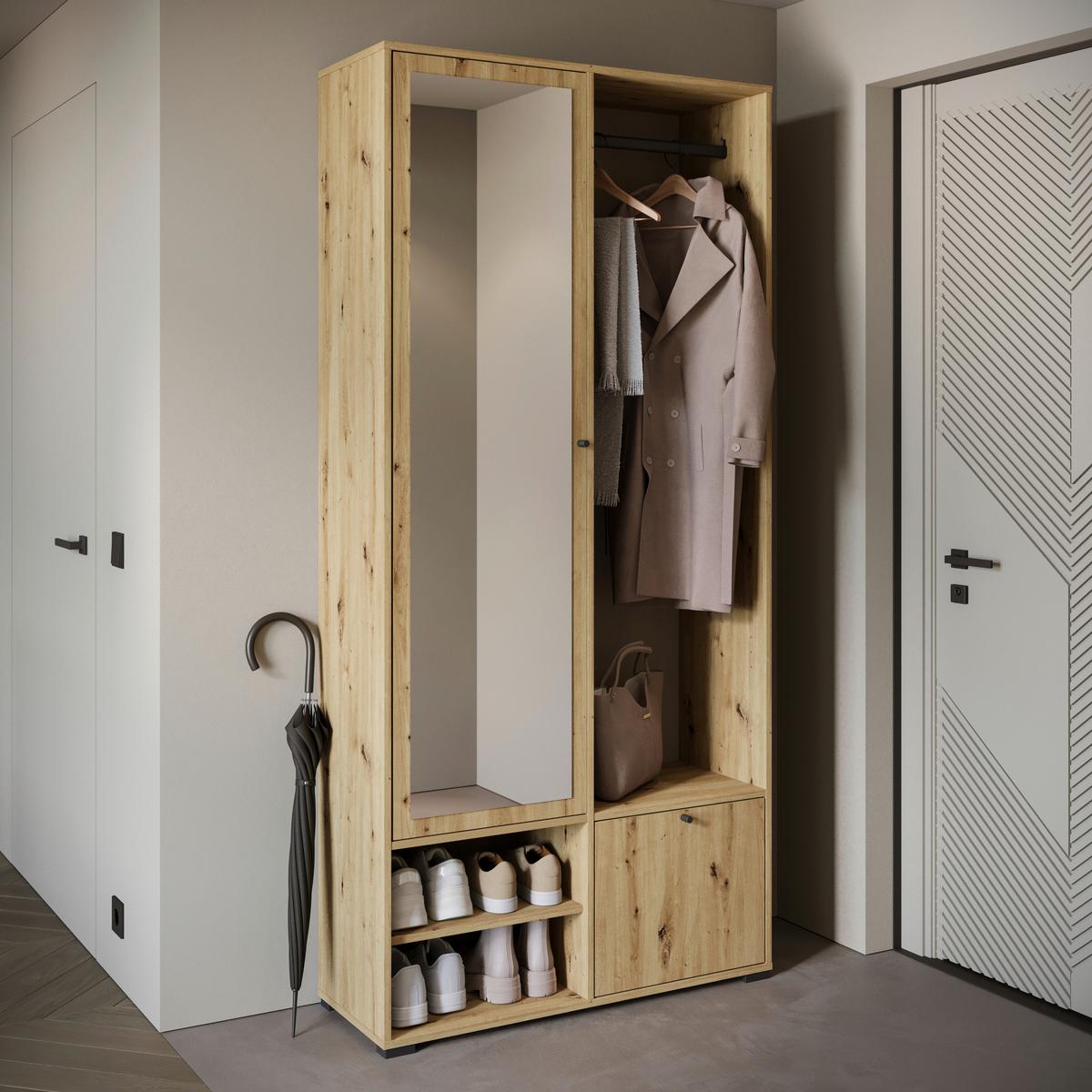 Garderobe Dino ca. 90x190 cm Eiche Artisan - Eiche Artisan, Trend, Holzwerkstoff (90/190/33cm) - MID.YOU