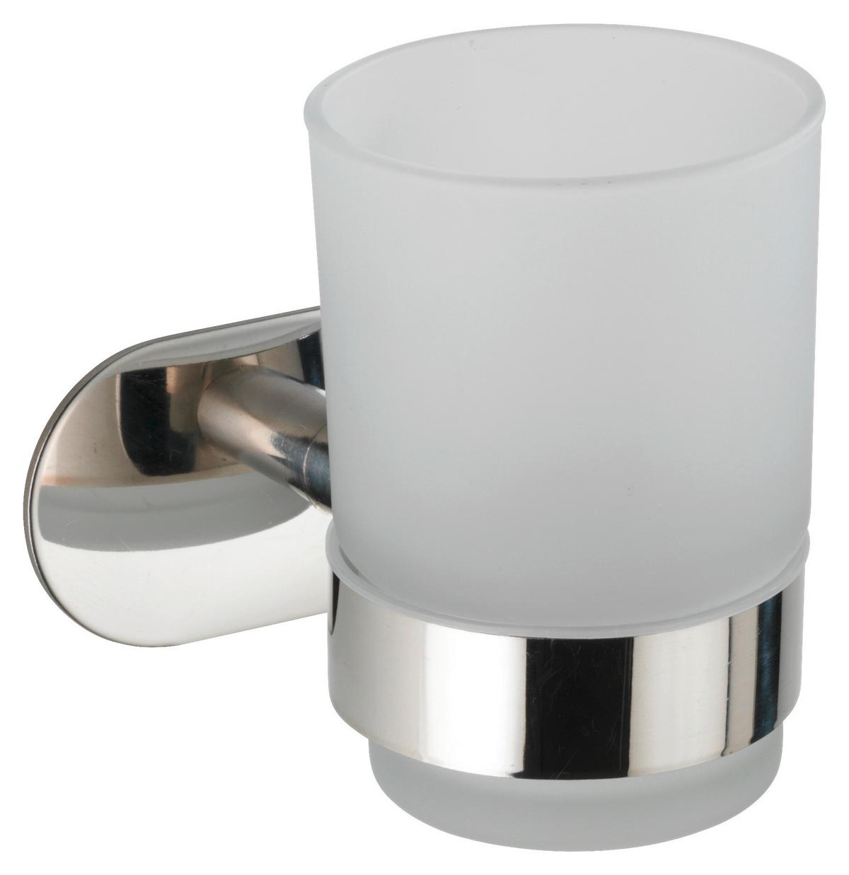 Zahnputzbecher in Weiß/Chromfarben - Chromfarben/Weiß, MODERN, Metall (10/9,5/10cm) - Mömax