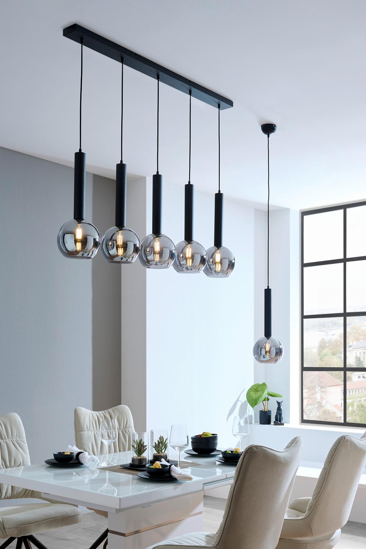 LAMPA WISZĄCA X30115032 HELSINGBORG - czarny, Trend, metal/szkło (115/30/150cm) - Dieter Knoll