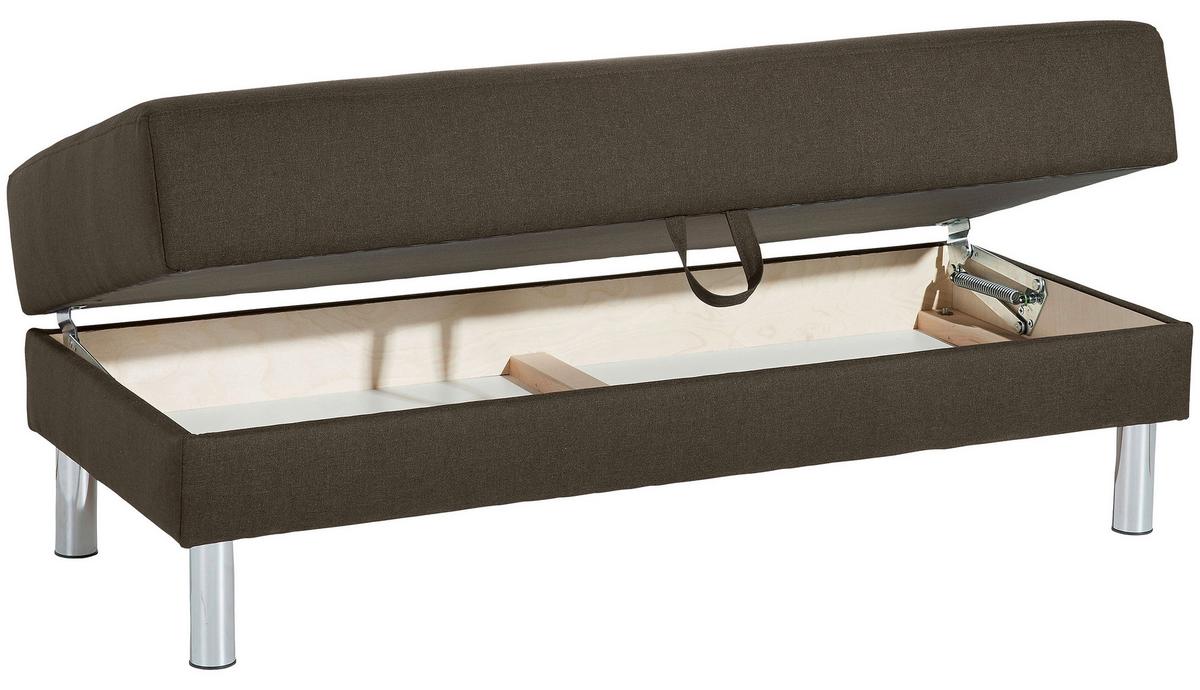 ECKSCHLAFSOFA JUST FASHION - Chromfarben/Braun, KONVENTIONELL, Textil/Metall (152/230cm) - Max Winzer