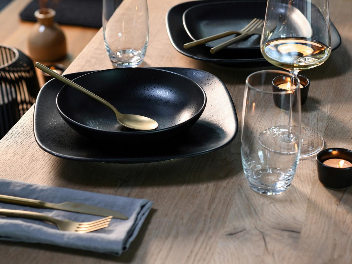 Jedilni Servis Magic Black Square, 12-Delni - črna, Basics, keramika - Creatable