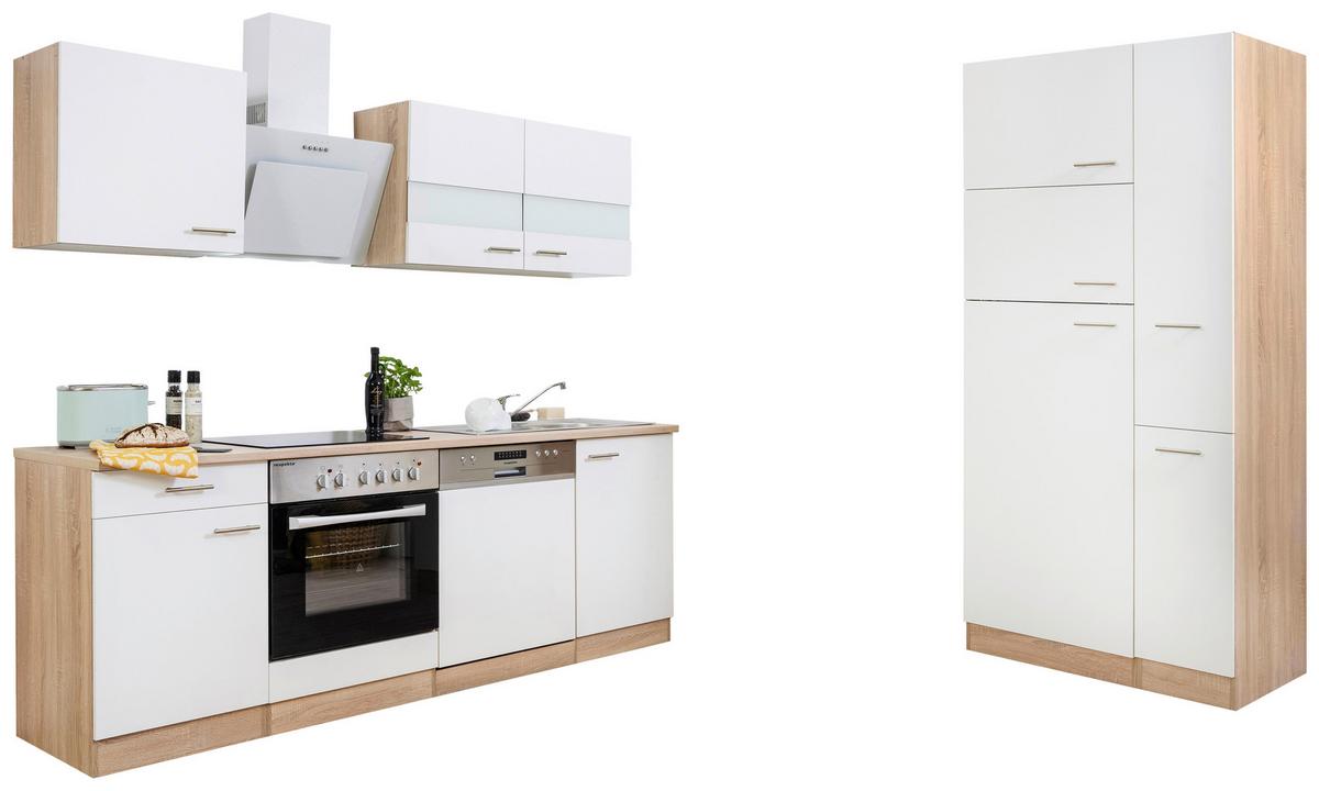 Küchenblock Economy Weiß/Eiche B: ca. 310 cm - Eichefarben/Weiß, Basics, Holzwerkstoff (310cm) - Respekta