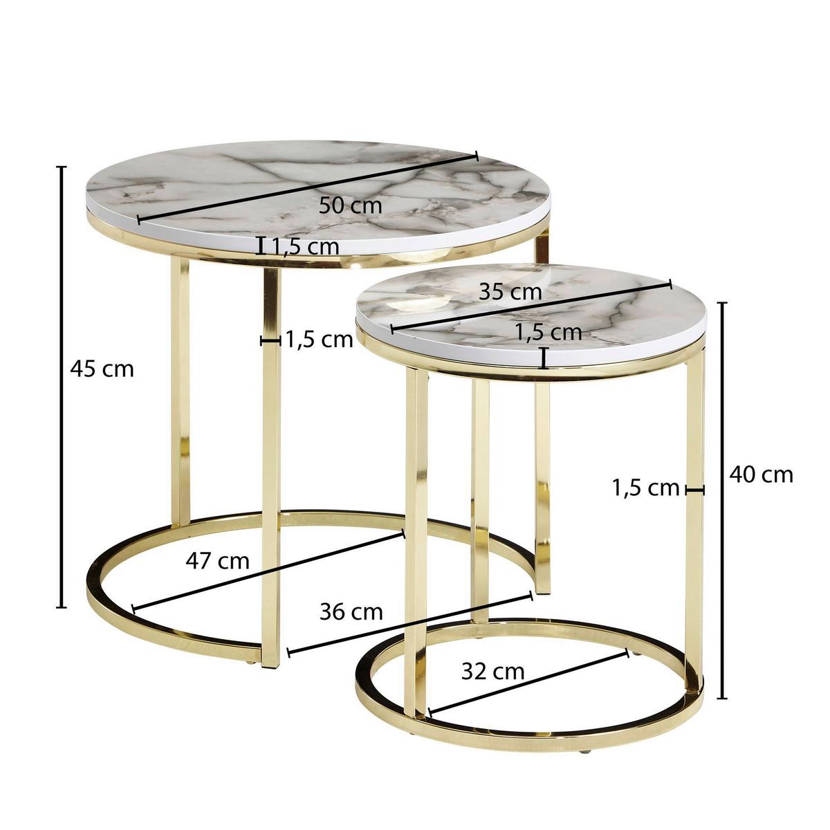 Set Mizic Wohnling - zlate barve/bela, Moderno, kovina/leseni material (50/50/45cm) - MID.YOU