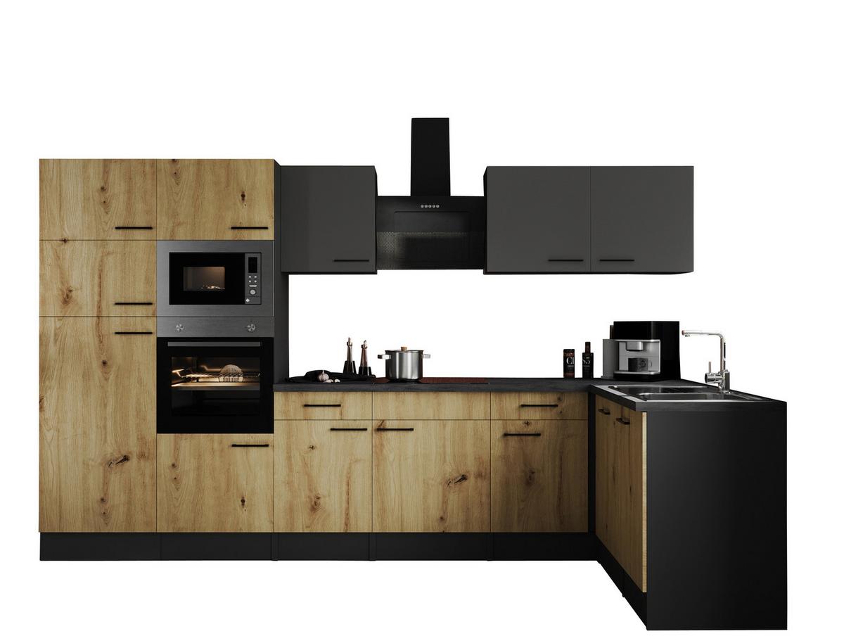 Kotna Kuhinja Z Aparati Oliver, 340x172cm - siva/črna, Design, kovina/leseni material (340/172cm) - Respekta