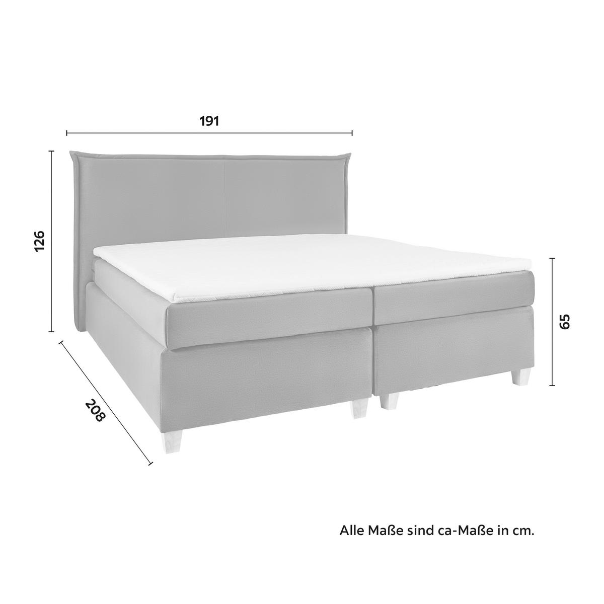 Boxbett Rina ca. 180x200 cm Grau mit Topper - Naturfarben/Grau, MODERN, Holz/Textil (180/200cm) - Bessagi Home