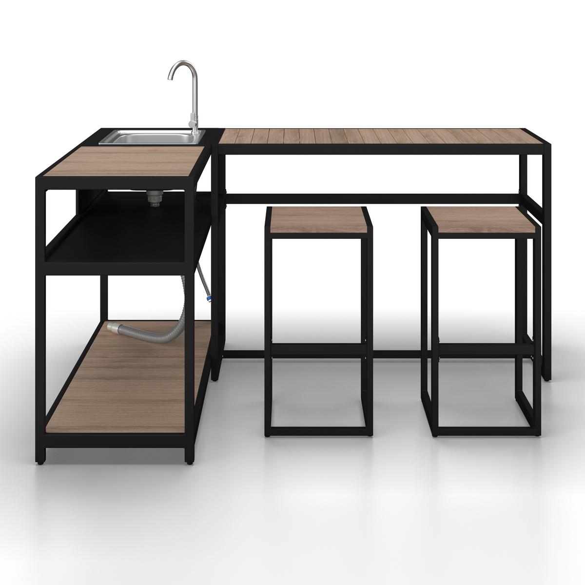 Mobilier bucătărie outdoor Delia - culoare natur/negru, Modern, plastic/metal - Bessagi Garden