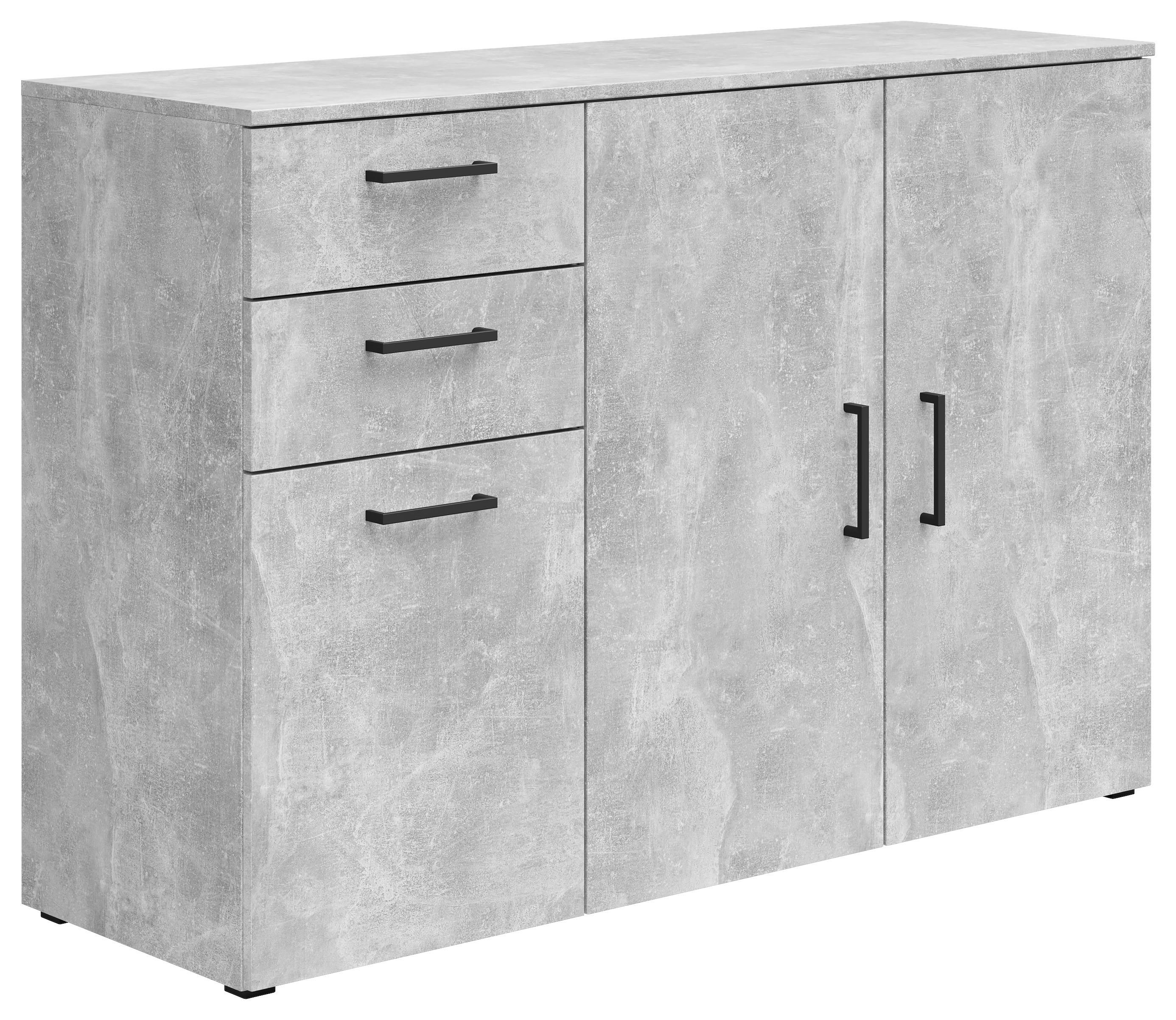 Kommode Multistauraum Betonoptik - Anthrazit/Schwarz, MODERN, Holzwerkstoff/Kunststoff (120/83/40cm) - Mömax