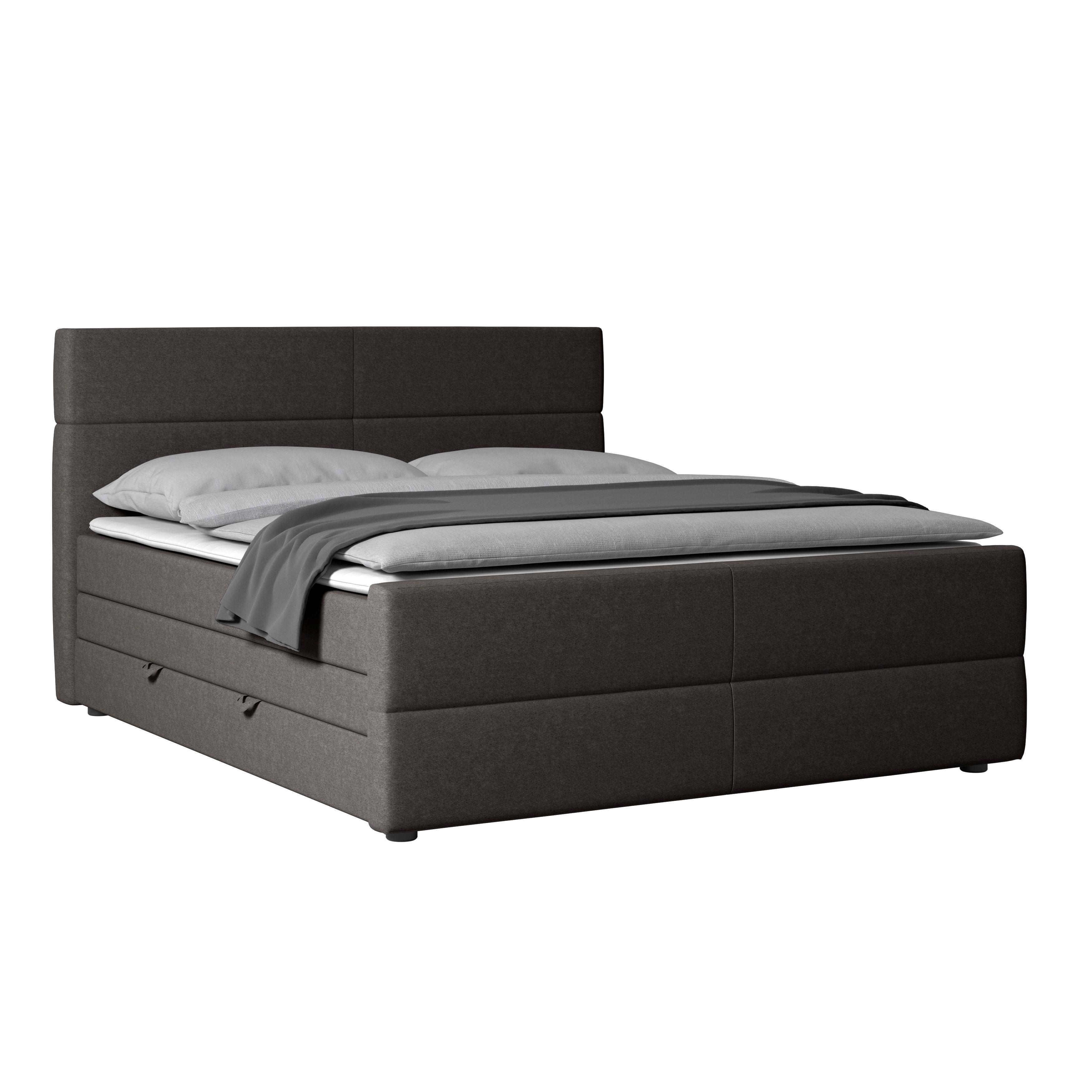 Boxspringbett Verona ca. 180x200 cm Anthrazit - Anthrazit, MODERN, Holz/Kunststoff (180/200cm) - MID.YOU