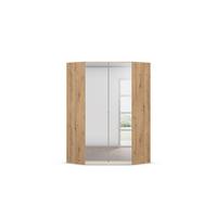 Drehtürenschrank Celle-Super Weiß/Eiche Artisan - Champagner/Alufarben, KONVENTIONELL, Holzwerkstoff/Kunststoff (117/197/117cm) - Mömax