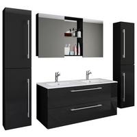 Badezimmer Budasi 5-tlg. ca. 178 cm Schwarz - Schwarz/Alufarben, MODERN, Keramik/Holzwerkstoff (178cm) - MID.YOU