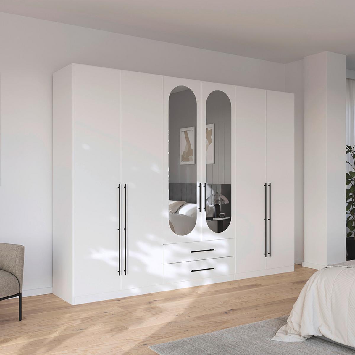 Dulap cu uși rotative VELORA - alb, Konventionell, material pe bază de lemn (271/210/54cm) - Mömax