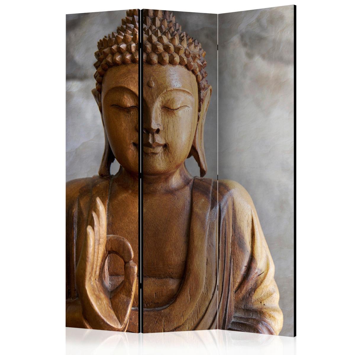 Paravan Buddha, 3-Delni, Akustičen - bež/svetlo siva, Basics, umetna masa/tekstil (135/172/3cm) - artgeist