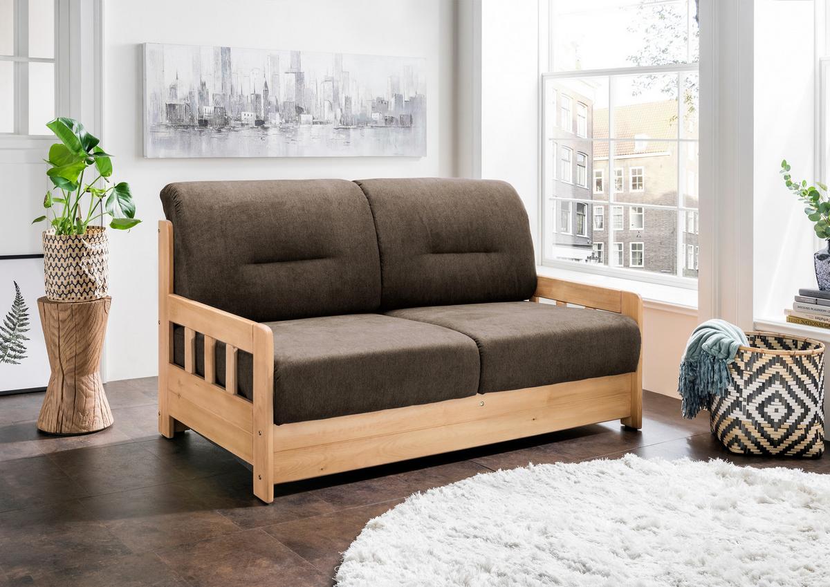 Schlafsofa Camino Holzkorpus Honig/Dunkelbraun - Dunkelbraun/Honig, LIFESTYLE, Holz/Textil (154/88/90cm) - Livetastic