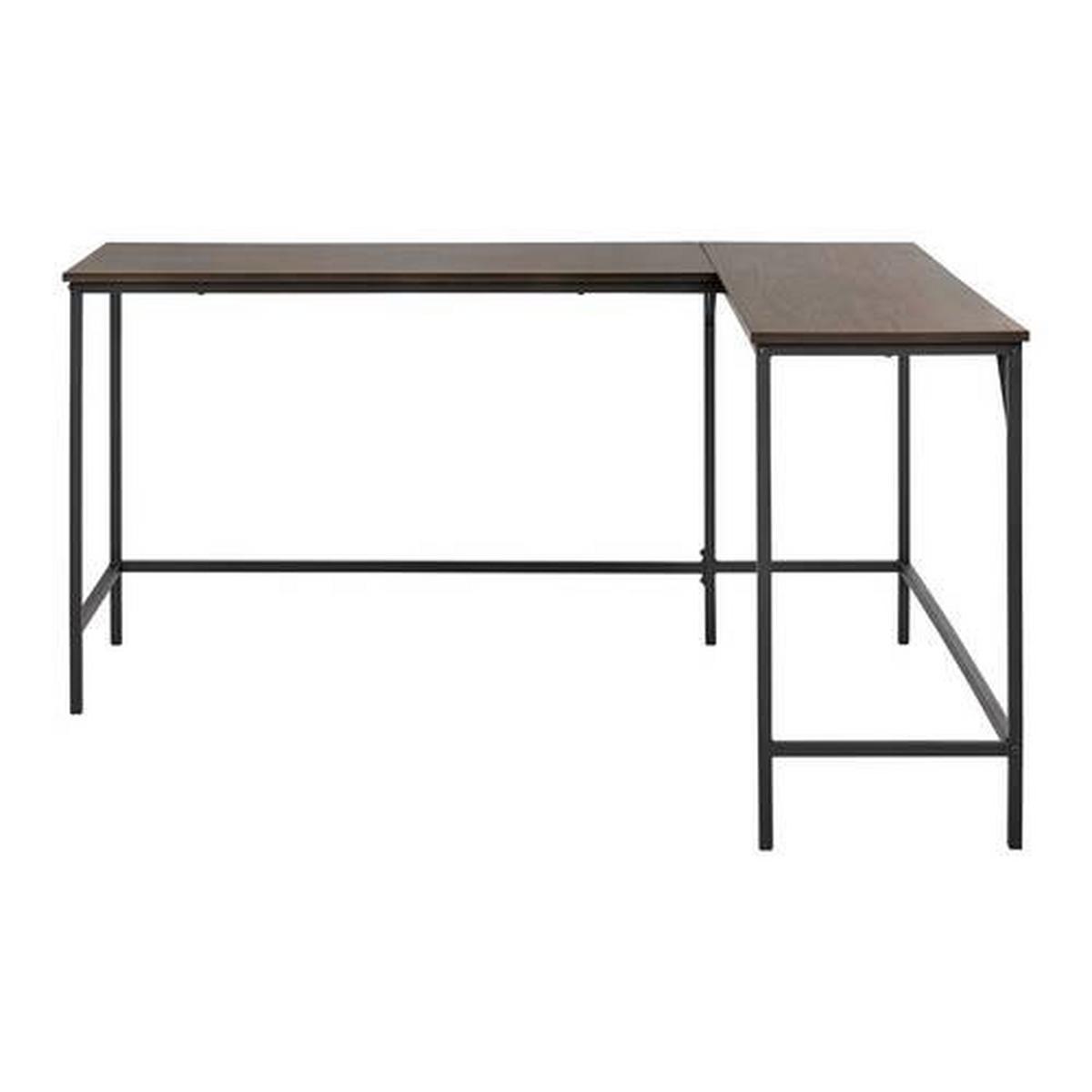 Eckschreibtisch Anabela Walnuss MDF ca. 120/150x50 cm - Walnussfarben/Schwarz, MODERN, Metall (120/150/50/75cm) - Bessagi Home