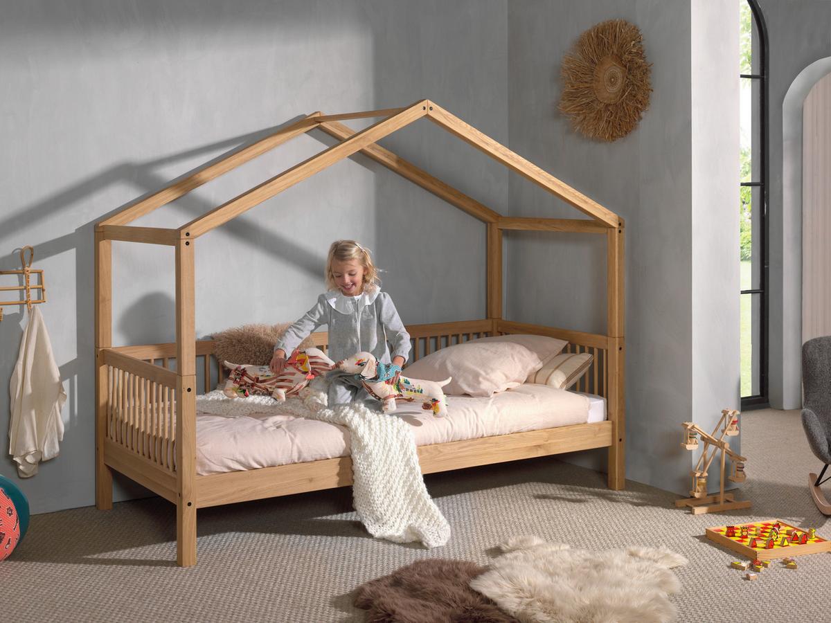 Hausbett FORREST Naturfarben ca.90x200cm Echtholz Eiche - Naturfarben, MODERN, Holz (90/200cm) - Vipack