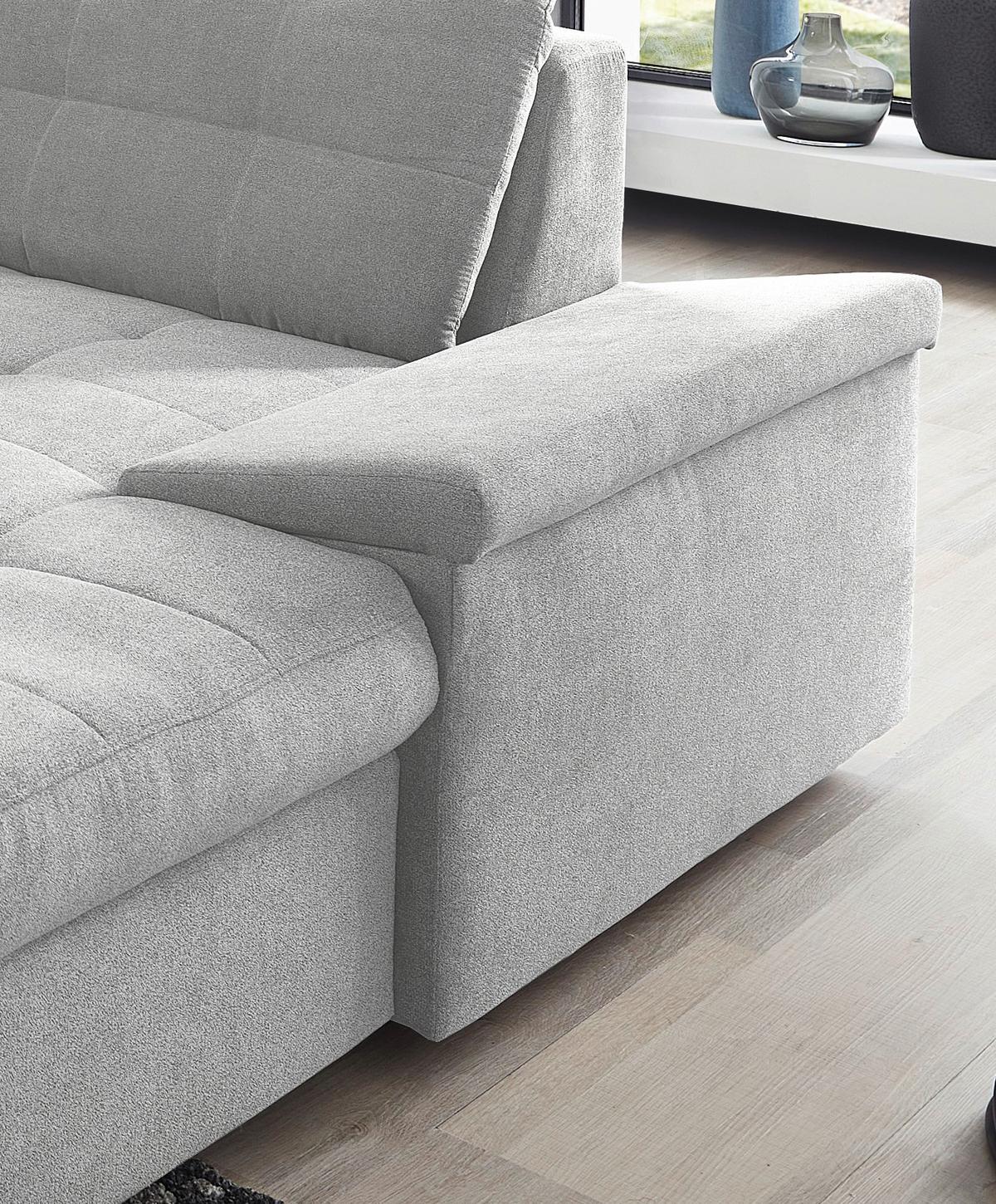 Wohnlandschaft Zira Silberfarben Nylon/Mikrofaser - Chromfarben/Silberfarben, Design, Kunststoff/Textil (212/330/169cm) - Livetastic