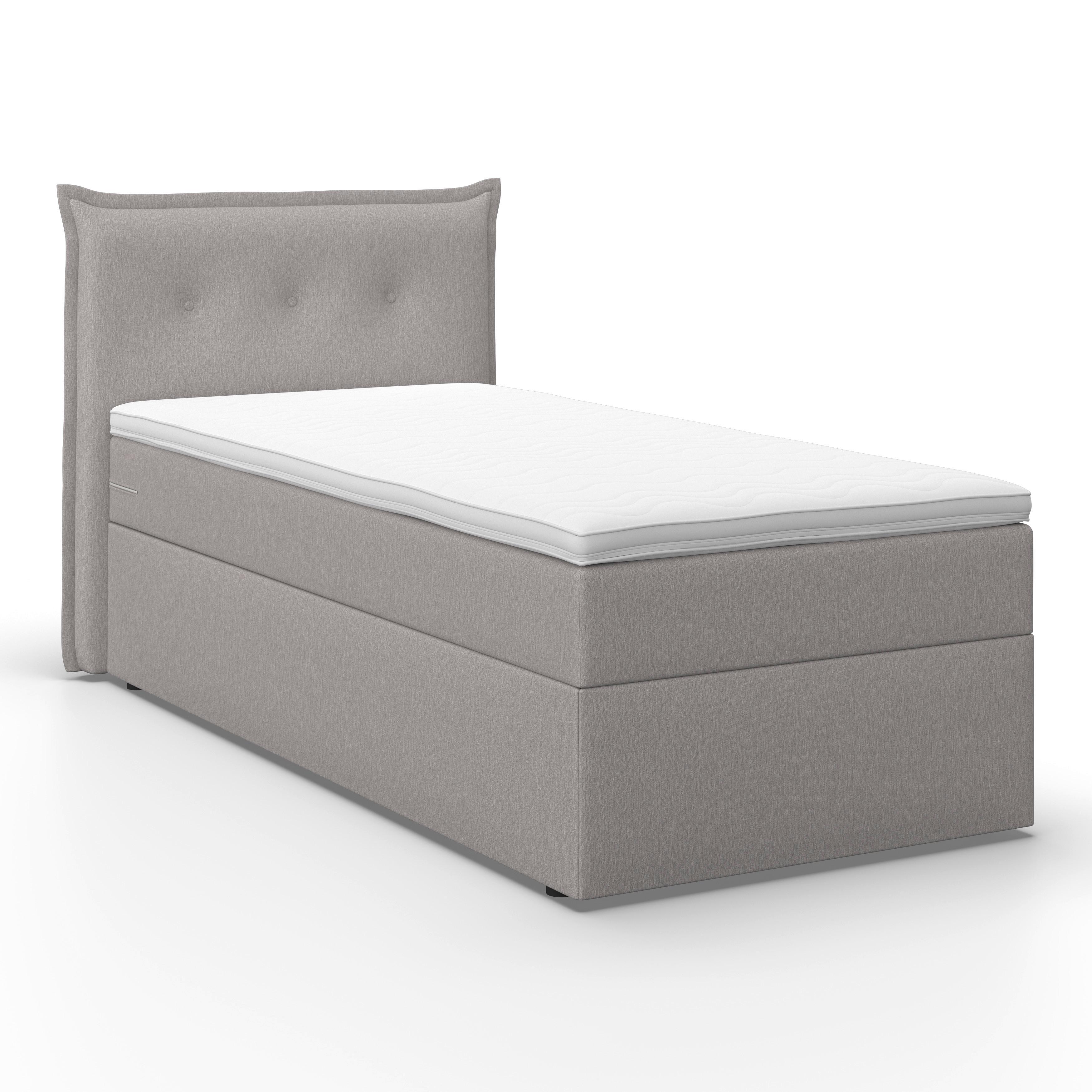 Postelja Z Vzmetnico Polo, Siva, Nadvložek, 90x200 - siva/črna, Moderno, umetna masa/tekstil (90/200cm) - Bessagi Home