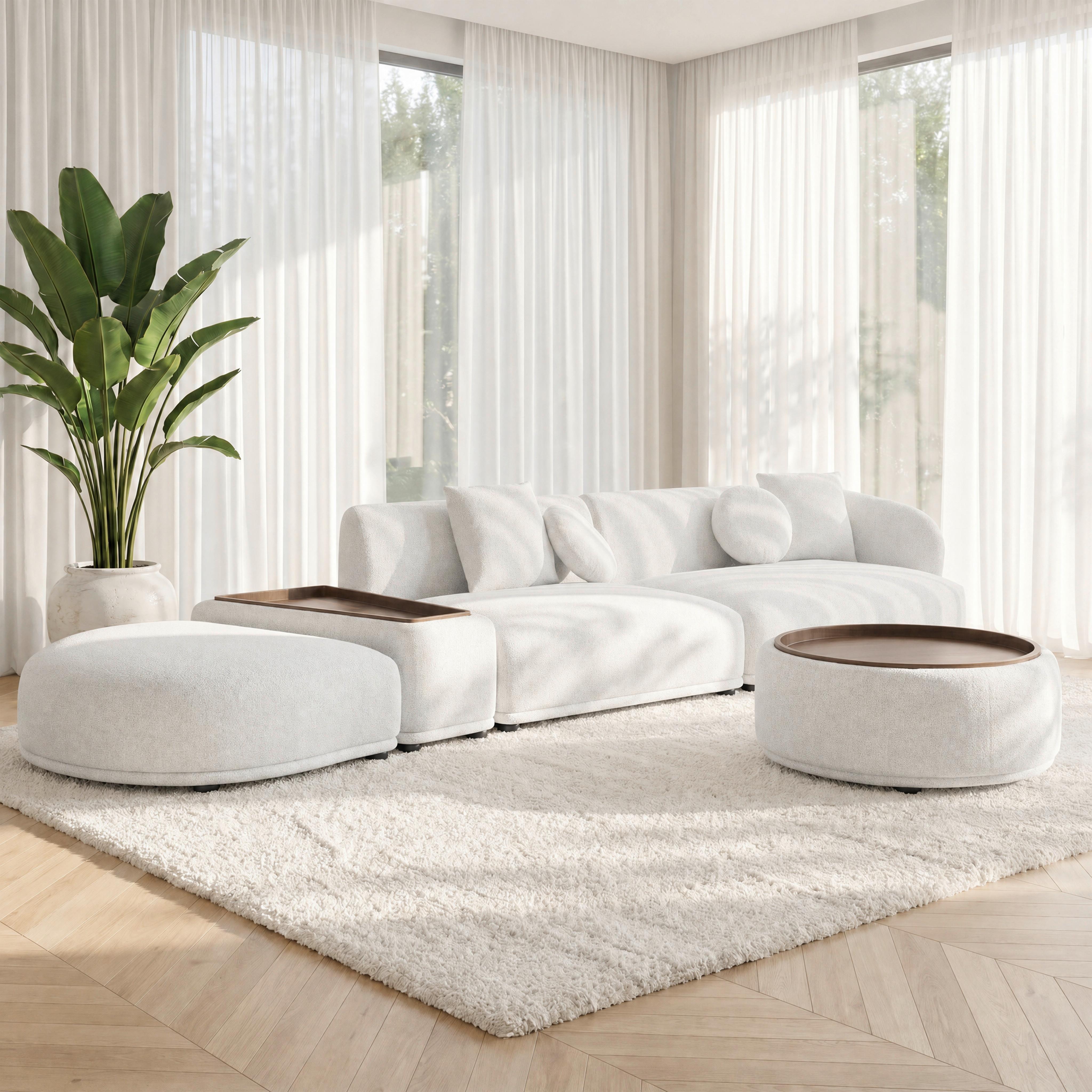 HÖRNSOFFA KIRA - vit/svart, Modern, trä/textil (408/108cm) - Bessagi Home