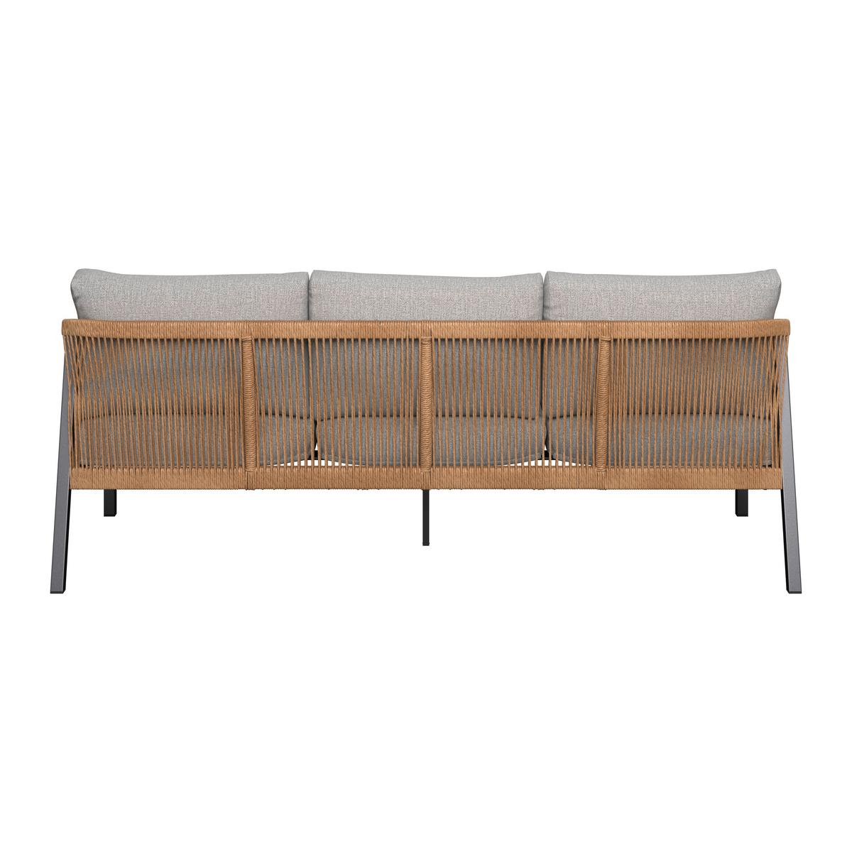 Loungegarnitur Doha Anthrazit/Hellgrau/Naturfarben - Anthrazit/Hellgrau, MODERN, Glas/Kunststoff