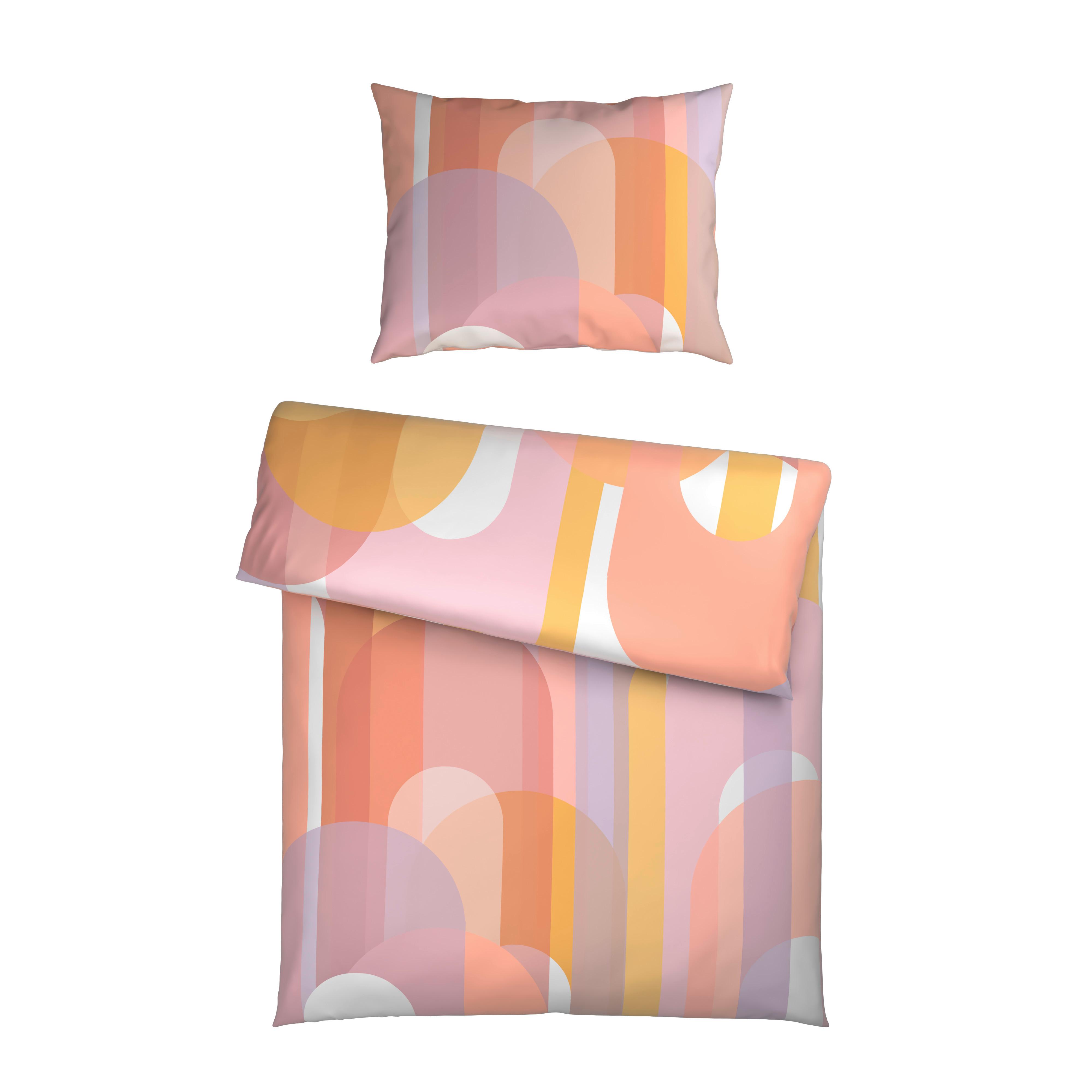 Lenjerie de pat Maiko, cca. 50x70/140x200 cm - roz/portocaliu, Lifestyle, textil (140/200cm) - Mömax